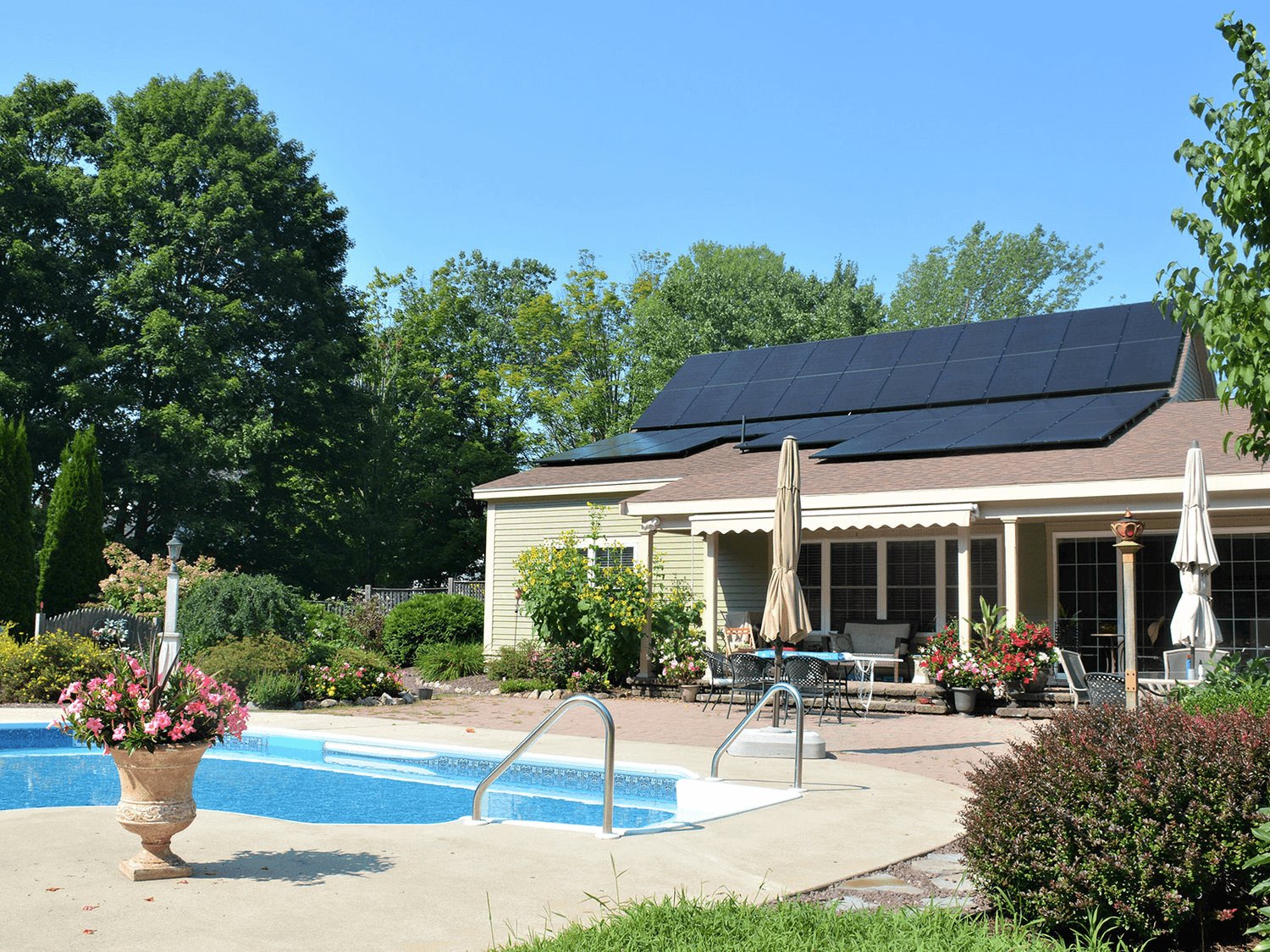 Solar-Panel-On-Roof-Near-Pool